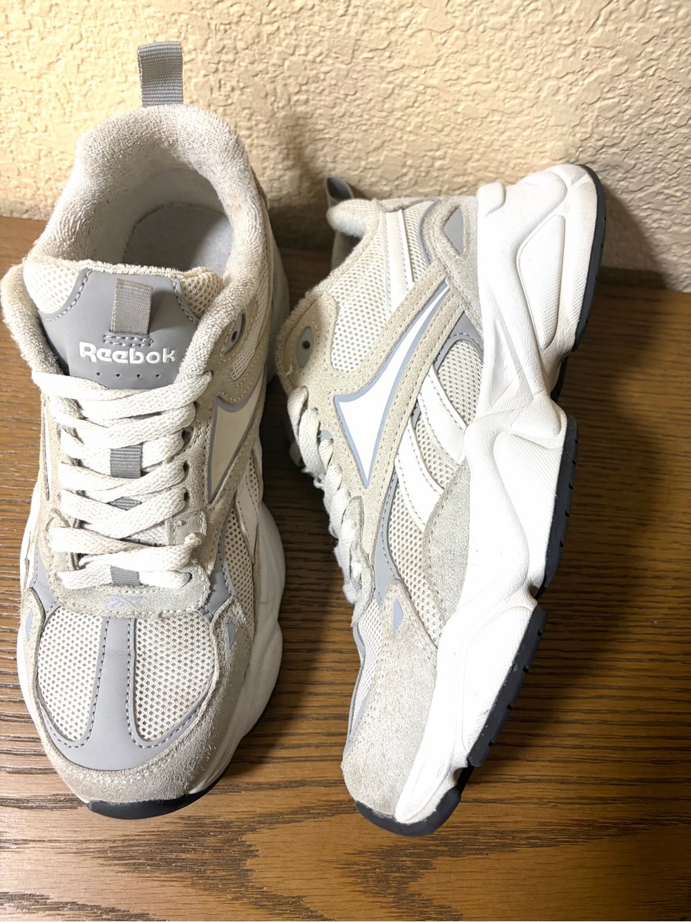 Reebok Neutral Tone Chunky Sneakers - Beige, White & Gray